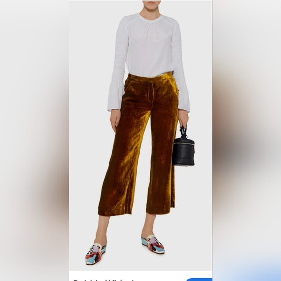 A.L.C. Robbie's Wide-Legged Velvet Trousers Size 2 Color Cognac